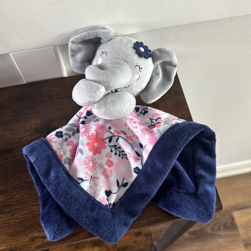 Lullaby Lane Elephant Plush Lovey Rattle Security
Blanket Gray Pink Blue 11 Inch